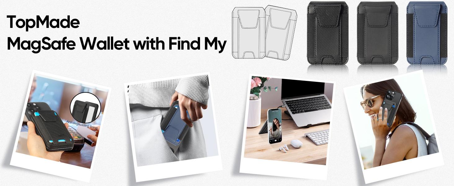 Magsafe Wallet, Works with Apple Find My(IOS only), Strongest Magnetic Wallet for iPhone 17/16/15/14/13/12 Series, Magnetic Card Holder with Adjustable Stand, 9 Cards Holder, Gifts for Boyfriend, Girlfriend, Mens, Males, Mother, Father