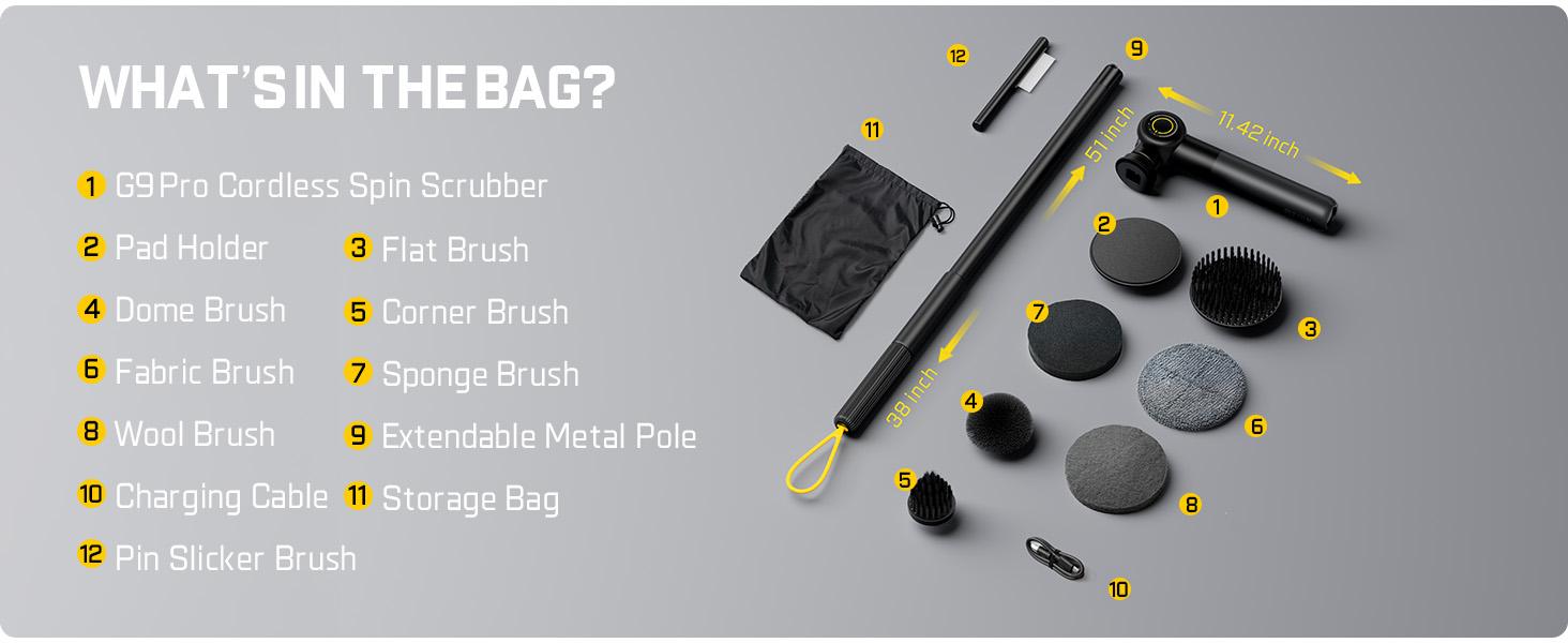 Fanttik G9 Pro Electric Scrubberbrush with VoltiPulse Motor Dual-Speed Control 6 Brush Heads Adjustable Angle IPX7 Waterproof Type-C Charging for Bathroom Tile Grout Cleaning Tools