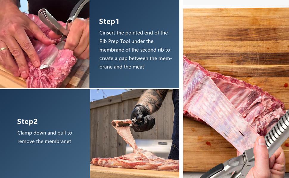 Stainless Steel BBQ Rib Skinner with Ergonomic Handle for Easy Membrane Removal and Rib Prep Ideal for Home & Professional BBQ Settings