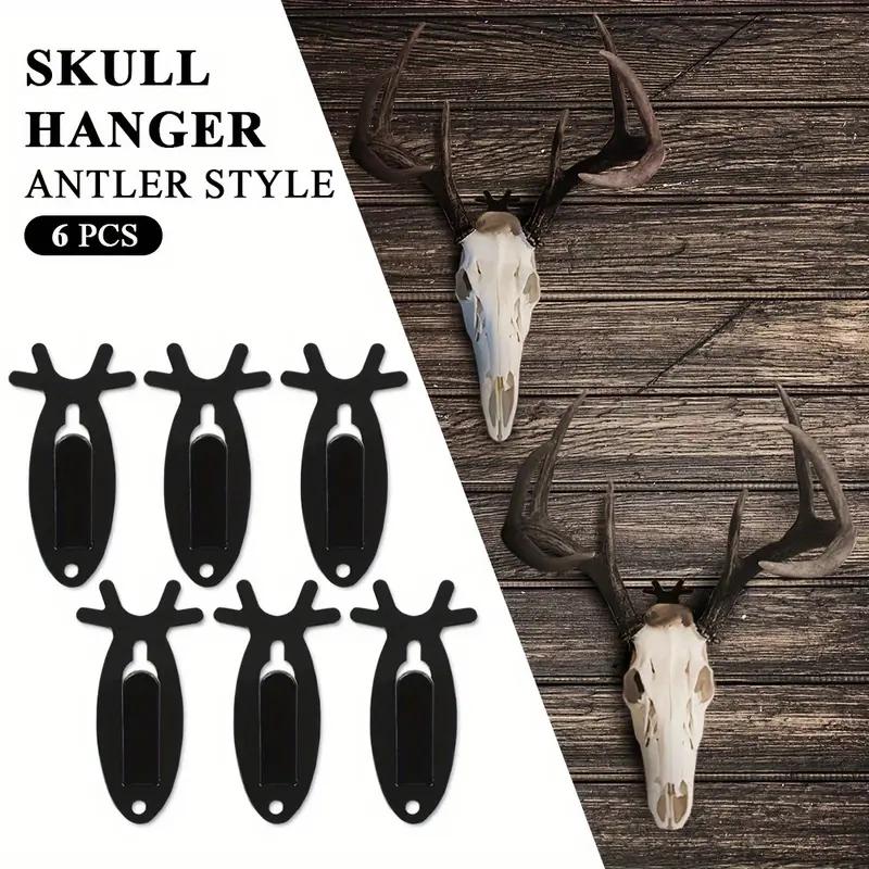 6Pcs European Mount Skull Wall Hanger Hook Deer Antelope Antler Mount Bracket Organiser Steel-20lb,European Deer Antler Style Mount Skull Wall Hanger,6pcs Black Utility Hooks #springtok