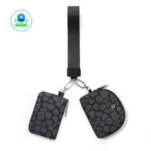 MEXS Mini Zip Around Wristlet Wallet for Women Dual Pouch Wristlet Portable Coin Purse Mini Women Coin Pocket dualpouchwristlet