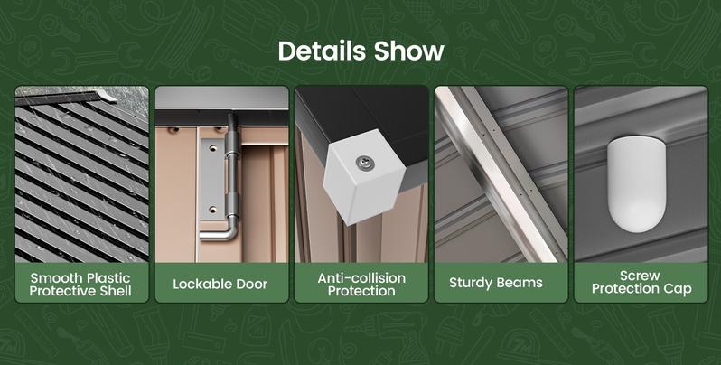 GVDV 6x4 FT Outdoor Metal Storage Shed, Durable Garden Shed with Updated Frame Structure for Backyard, Patio, Tool Storage, All-Weather Shelter for Bike, Gardening Tools, Equipment, Pet