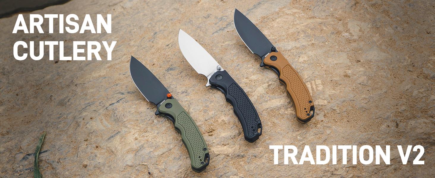 Artisancutlery Tradition V2 Pocket knife with AR-RPM9 Blade and G10 Handle Folding Knives for Christmas gift Outdoor, Caming and Daily Tasks Survival Tools Survival Equipment Set