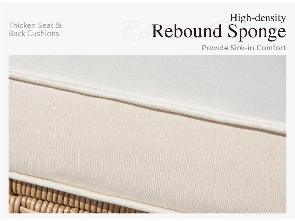 Sophia & William Boho Wicker Patio Furniture Set, 3-Seater / 5-Seater, Outdoor Rattan Sectional Sets Conversation Set - Weather-Resistant, with Dual Storage Coffee Table Acacia Wood Legs for Garden, Patio & Deck