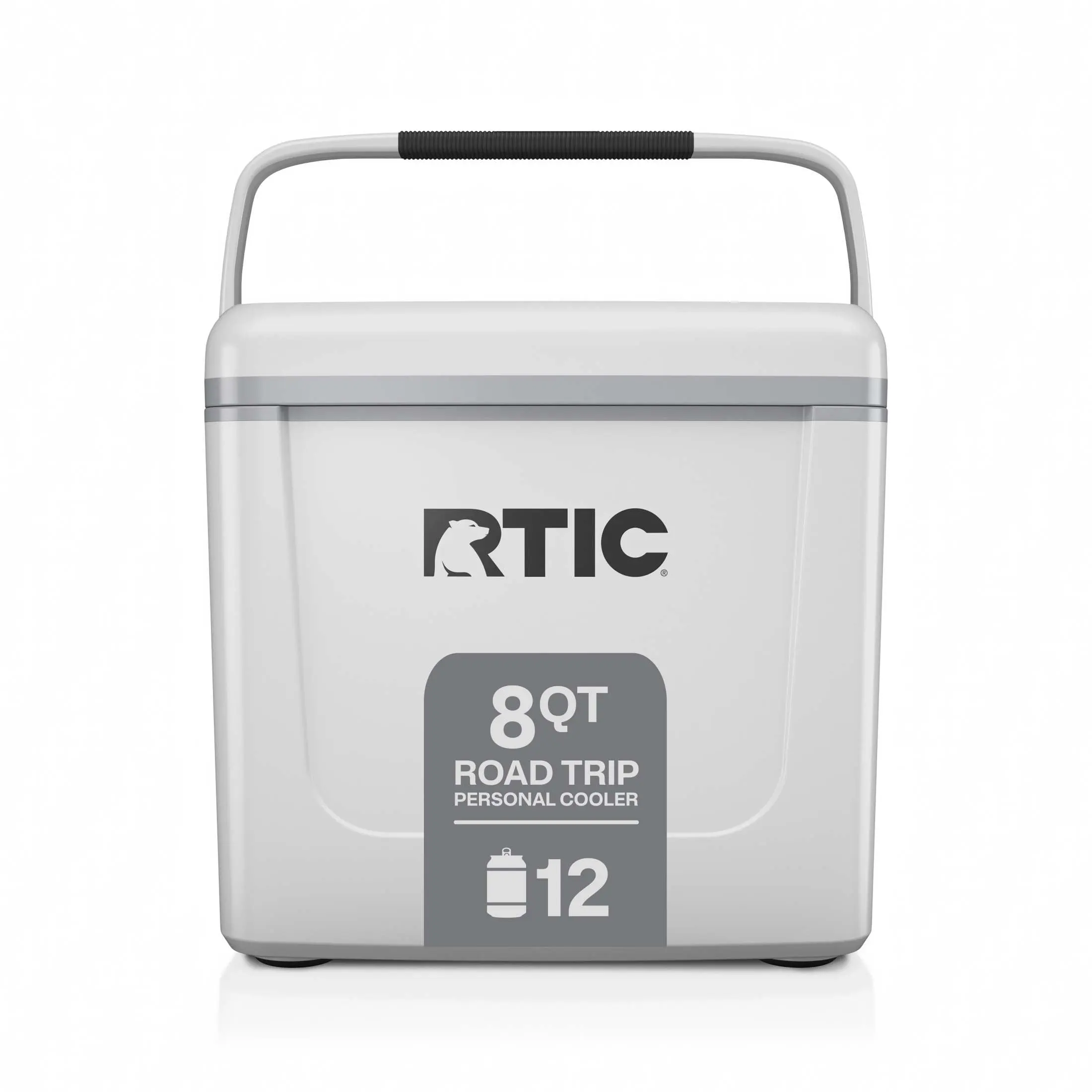 RTIC Road Trip 8 Qt Hard-Sided Personal Cooler, Fits 12 Cans, White & Grey