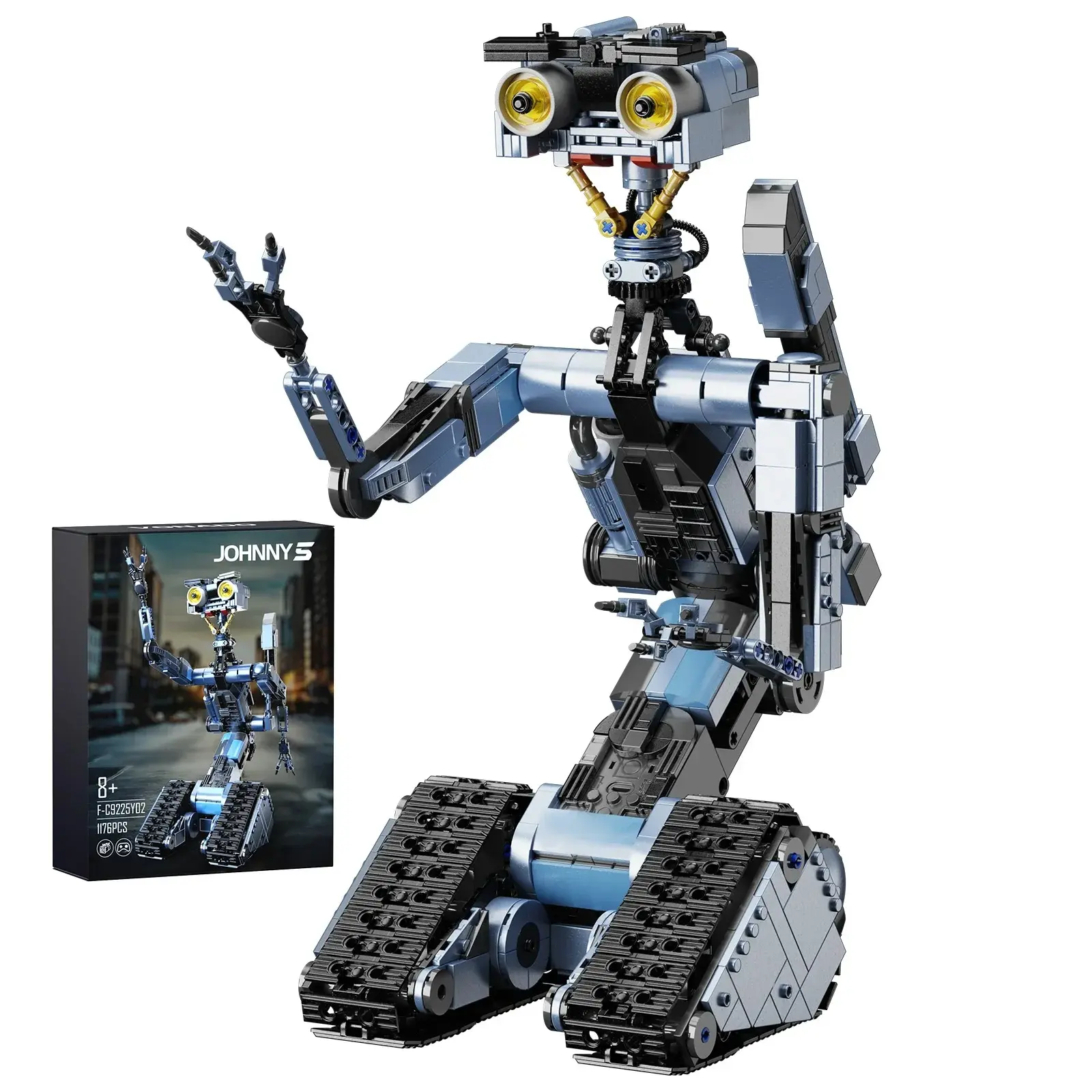 1176-Piece Johnny 5 Remote Control Robot Blocks Kit, Buildable & Interactive STEM Tech Movie Figure, Christmas Gift for Adults, Blocks Model Building Kits, Buildable Robot Model Building Kits Brick Kit