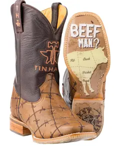 Tin Haul Men's Barbed Wire Butcher Shop Western Boot Broad Square Toe - 14-020-0007-0081 Br