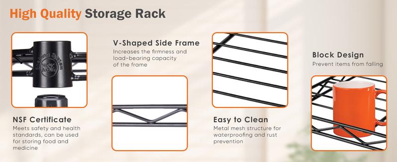 【Deal】Sweet Furniture Storage Shelving Unit, Adjustable Metal Wire Racks Heavy Duty Standing Shelf Organizer for Kitchen, Closet, Pantry, Garage, Bathroom
