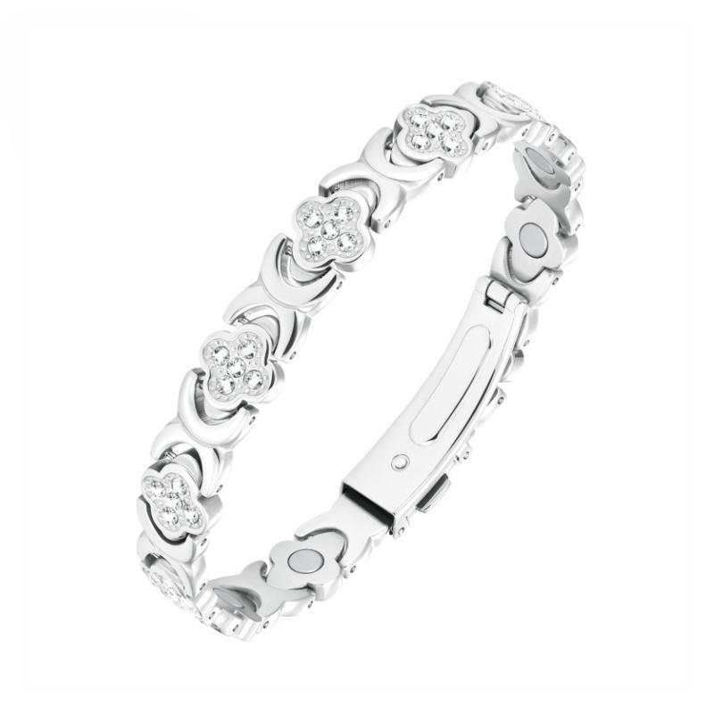 Pure Copper Bracelets for Women 3500 Gauss Magnetic Force Sparkling Cubic Zirconia Adjustable Stretchable Fashionable Layered Design for Outdoor Leisure