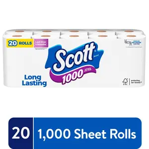 Scott White Long-Lasting Toilet Paper (1000-Sheets per Roll 20-Rolls per Pack)