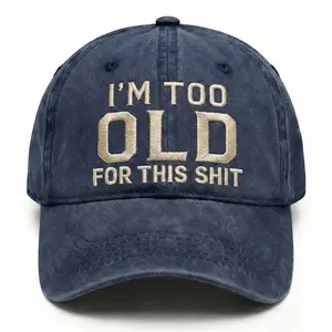 [Kingzlia] I'm Too Old For This S Embroidered Dad Cap – Adjustable Vintage Washed Baseball Hat – Gift for Dad Husband