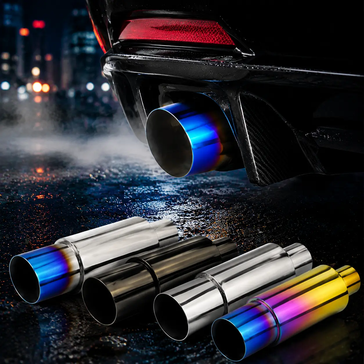 Universal Stainless Steel Exhaust Tip – Sport Style Car Muffler Tail Pipe Cover, Bolt-On Fit, Chrome / Black / Rainbow Finish, Heat Resistant Upgrade Auto Accessory car exhaust tip exhaust pipe cover stainless steel exhaust tip universal muffler tip