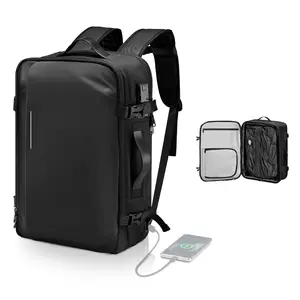 Vacuum Travel Backpack 65L Expandable Vacuum Seal Compression Travel Backpack With TSA Approved Lock And Water Resistant Carry-On Luggage Design, Multiple Pockets And Compartments, No Pump, Lightweight Black
