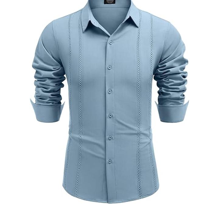 COOFANDY Men's Cuba Guayabela Shirt Short Sleeve Button Down Shirt Casual Summer Beach Linen Shirt, Fashionable Casual Business Shirt, Comfortabl Underwear e Fabric, Men's Choice