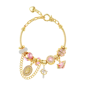 Tewiky Gold & Silver Aurora Multi-Element Snake Chain Bracelet for Women, Two-Tone Dainty Charm Bracelet, Trendy Daily Jewelry Gift For Easter