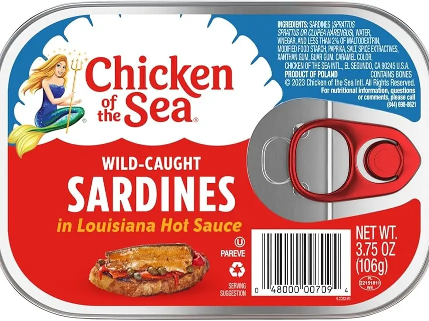 Chicken of the Sea Sardines in Louisiana Hot Sauce, 3.75 oz. Cans (Pack of 3), Wild Caught Sardines