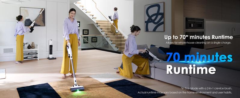 Tineco PURE ONE Station 5 Cordless Smart Vacuum with 2.5L Auto Dust Base Full-Path Self-Cleaning 175W Suction ZeroTangle Tech iLoop Smart Sensor for Hard Floor & Carpet