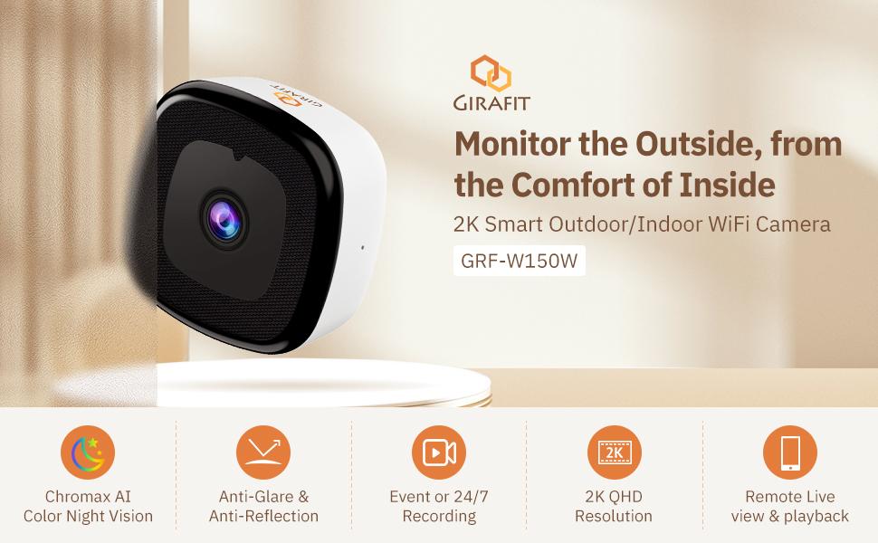 3MP 2K Window Camera,2.4GHz&5GHz WiFi Indoor Cameras for Home Security 2 Pack with ChroMax Al Color Night Vision,Person & Motion Detection,24/7 Recording,Easy&Quick Install