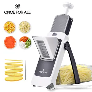 【ONCE FOR ALL 】2026 new model, 4th generationJS04 Upgrade Safe Mandoline Slicer Plus Adjustable Vegetable Food Chopper with Detachable Blade 420 Stainless Steel Blades Easy Clean Kitchen Tool Gift chopping helper quick