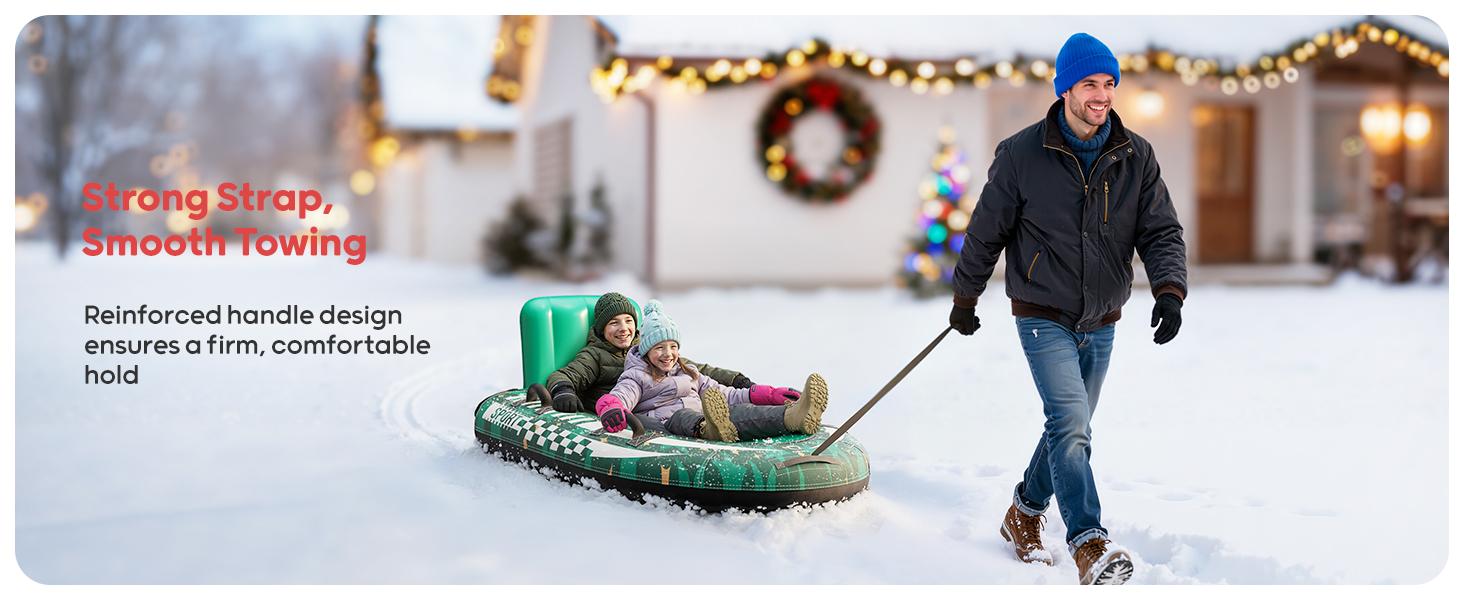 QPAU Heavy-Duty 2-Person Inflatable Snow Sled with Premium Canvas Cover, Backrest, Reinforced Handles, Tow Strap & Locking Seal for Kids & Adults Family Fun 63.5" x 33.5" Supports 500 lbs Winter Inflatable Toys QPAU Heavy-Duty 2-Person Inflatable Snow Sled with Premium Canvas Cover, Backrest, Reinforced Handles, Tow Strap & Locking Seal for Kids & Adults Family Fun 63.5" x 33.5" Supports 500 lbs Winter Inflatable Toys