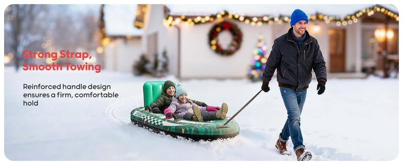 QPAU Heavy-Duty 2-Person Inflatable Snow Sled with Premium Canvas Cover, Backrest, Reinforced Handles, Tow Strap & Locking Seal for Kids & Adults Family Fun 63.5" x 33.5" Supports 500 lbs Winter Inflatable Toys QPAU Heavy-Duty 2-Person Inflatable Snow Sled with Premium Canvas Cover, Backrest, Reinforced Handles, Tow Strap & Locking Seal for Kids & Adults Family Fun 63.5" x 33.5" Supports 500 lbs Winter Inflatable Toys