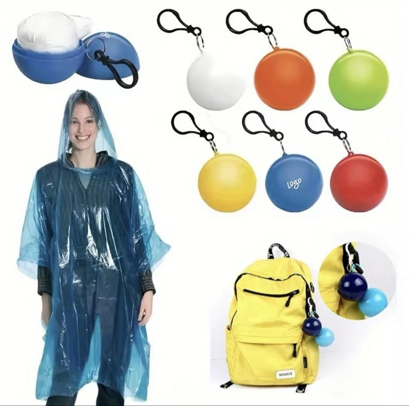 3 pcs Disposable Rain Coat Sphérical Compression Portable Travel for Poncho Ball in Blue Orange & Yellow Colors