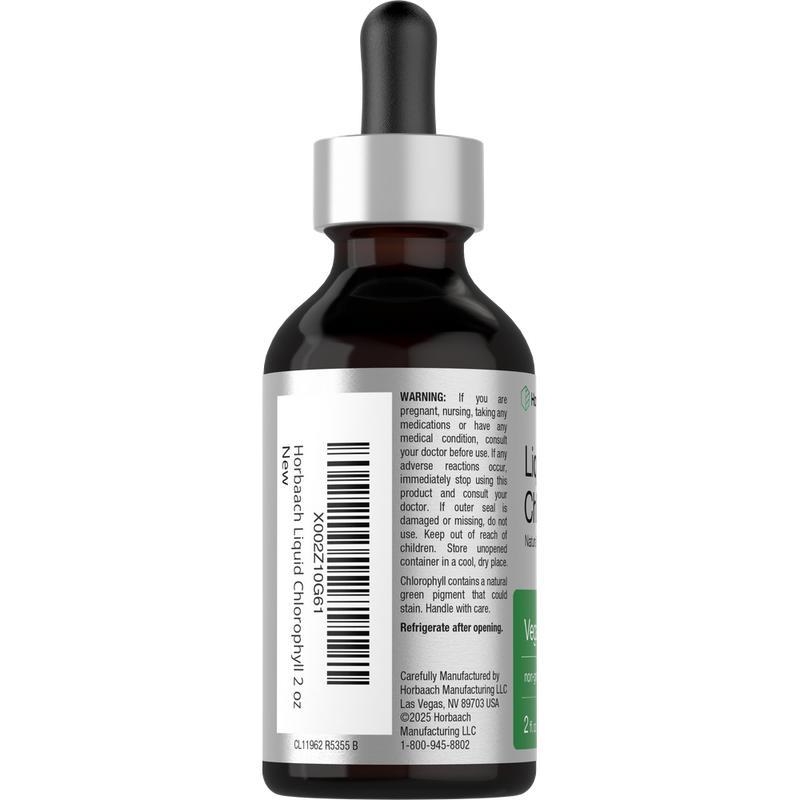 Horbäach Liquid Chlorophyll Drops | 2 oz | Vegan, Non-GMO, and Gluten Free Formula | Natural Peppermint Flavor