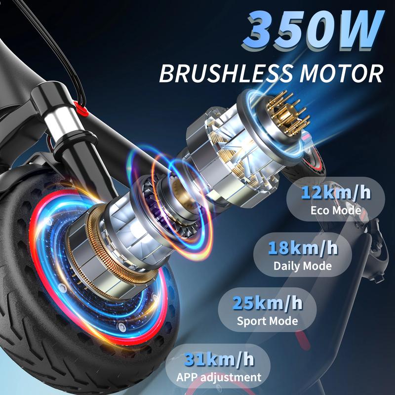 Electric Scooter 350W Motor,Max 19 Miles & 19MPH Speed,Folding E-Scooter with Dual Suspension,APP ControlRange
