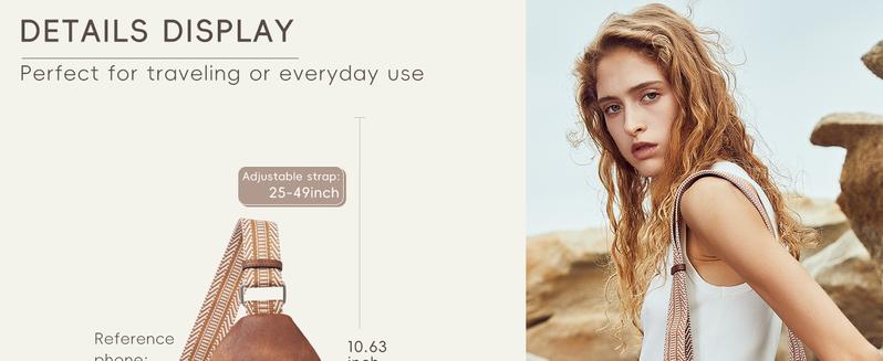 CLUCI HolidayHaul Small Sling Bag for Women and men, Vegan Leather Fanny Pack Crossbody Bag with Guitar Strap, Multi Pockets, Zipper Closure