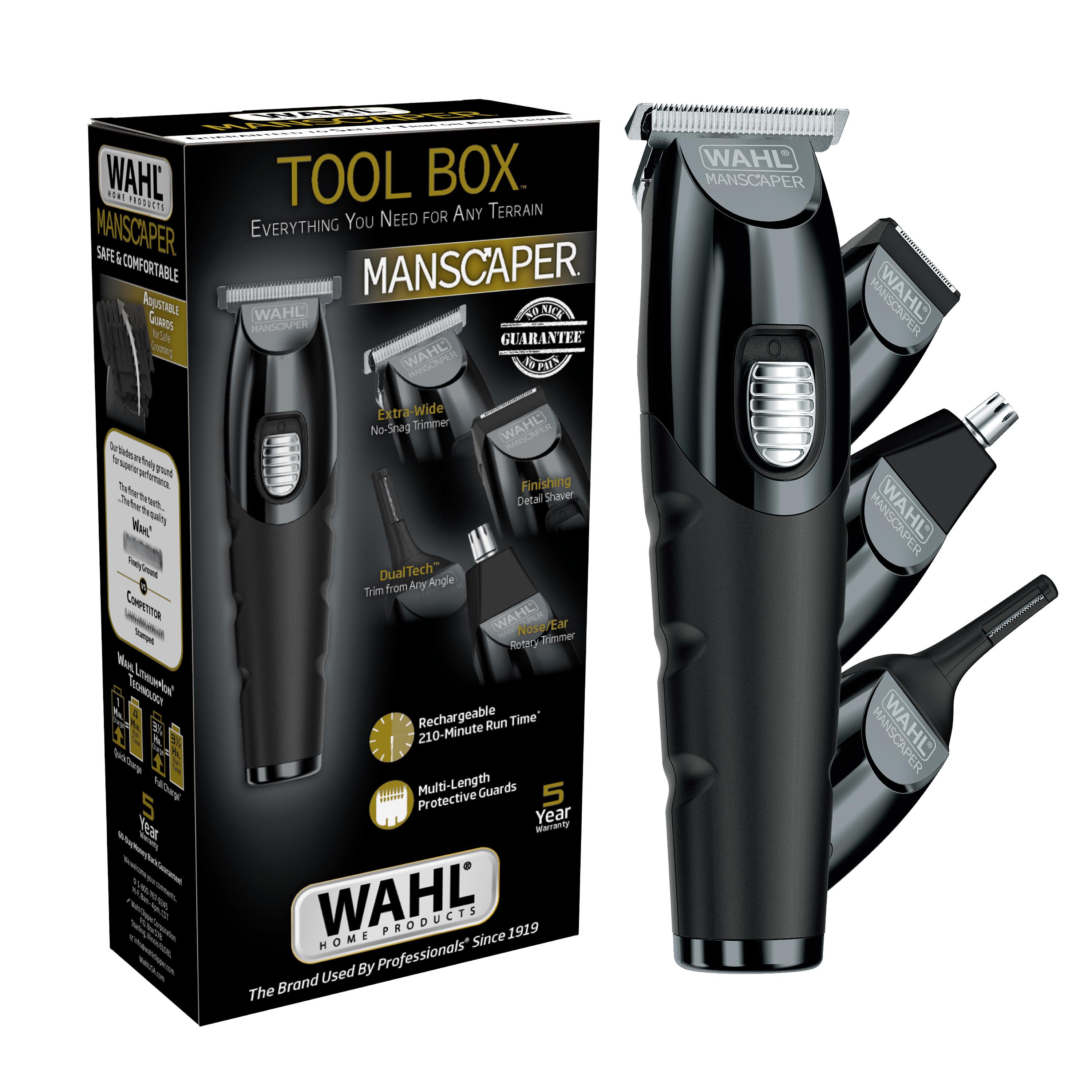 Wahl Manscaper Tool Box All in One Cordless Lithium-Ion Powered Full Body Trimmer With 4 Attachment Heads – Model 3024523