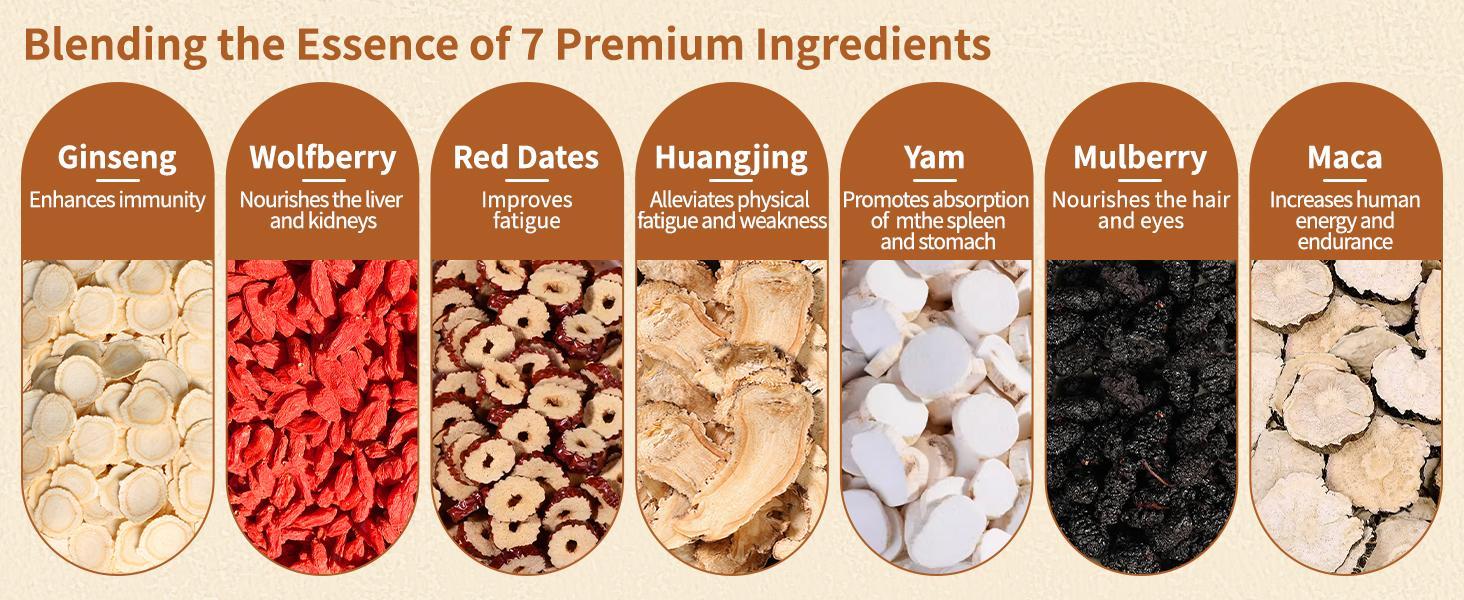 Ginseng Five Treasures Kidney Tea, Traditional Chinese Herbal TeaBags, Natural Organic Kidney Cleanse Detox Tea for Women & Men, 7 Precious Ingredients Formula(1 Pack/25 Bags)