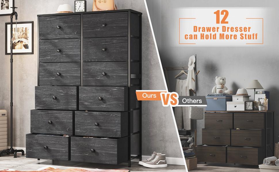 【Deal】Raybee Furniture 12 Tall Dresser for Bedroom Furniture, Fabric Drawer Dressers with Wood Top and Metal Frame for Living Room, Viral Dresser for Apartment, Chest of Drawers Dresser for Closet Hallway Entryway Cabinet Storage Organizer