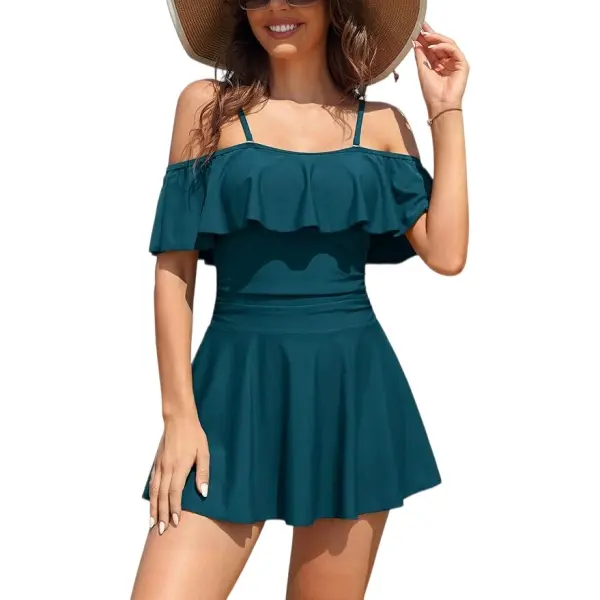 off the shoulder boat neck dress Houndstooth Women's Off Shoulder Ruffle Boat Neck Dress 5XL