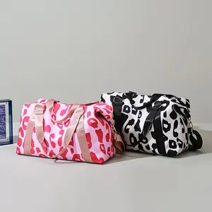 High-Quality Unisex Leopard Print Gym Shoulder Bag, Large Capacity Sports Bag with Adjustable & Detachable Strap, Ideal for Gym, Travel & Daily Use