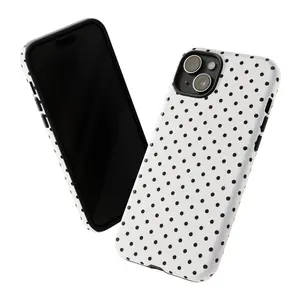 Minimalist Black Polka Dot Phone Case For iphone 17 pro case 16 max plus air 15 14 13 & For Samsung Galaxy S25 S24 Ultra Galaxy A15 A16 5G, And 7, Glossy 2-In-1 Design.