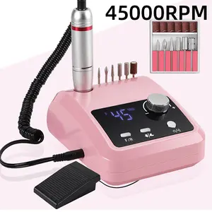 45000RPM Professional Nail Drill Machine With Large LCD Screen, Low Noise & Vibration, Integrated Storage, 6 Drill Bits & 106 Sanding Bands