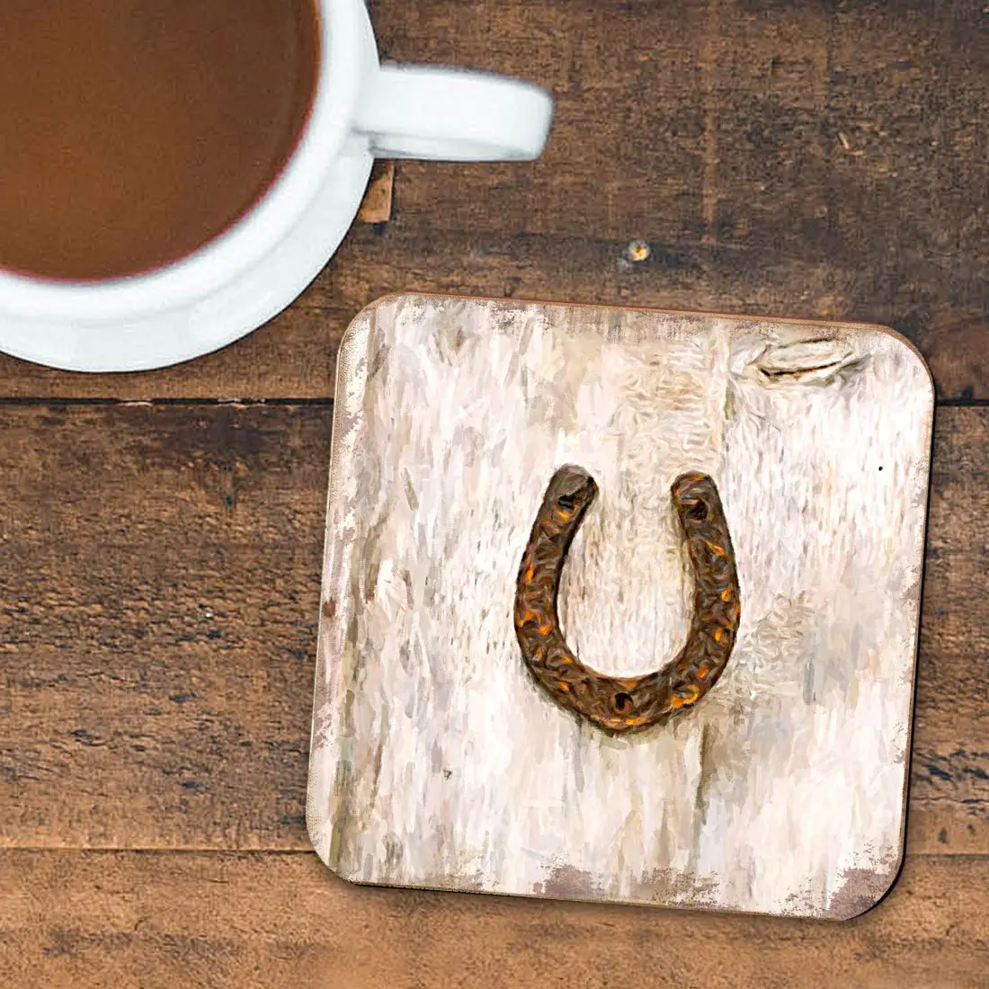 Nature Wonders 8198622C-S4 4 x 4 in. Horseshoe Art Wooden Cork Coasters Gift - Set of 4