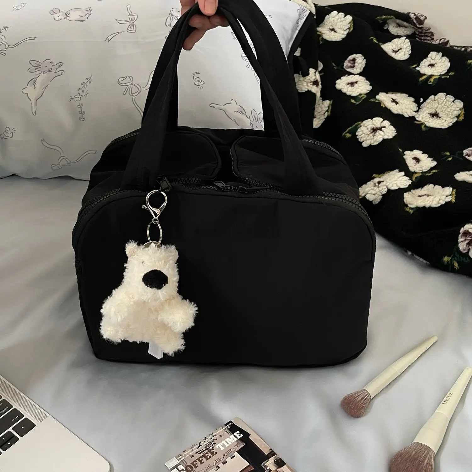 Black - Four open Makeup Bag