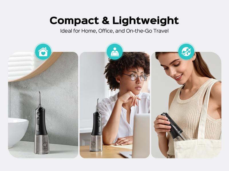 COSLUS C51 Water Flosser Teeth Pick: Portable Cordless Oral Irrigator 300ML, IPX7 Waterproof,Rechargeable Travel Irrigation Cleaner,Electric Flossing Machine for Teeth Cleaning 18 Pressure Settings, 2-Min Smart Timer, for Braces & Sensitive Teeth