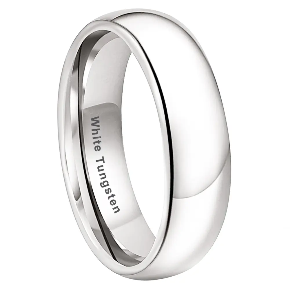 Yonifu Silver Tungsten Carbide Mens Wedding Band - 6mm Comfort Fit, Scratch Resistant Unisex Classic Tungsten Ring for Couples Anniversary Gift (Trending TikTok Style), Mens Wedding Bands, Tungsten Rings