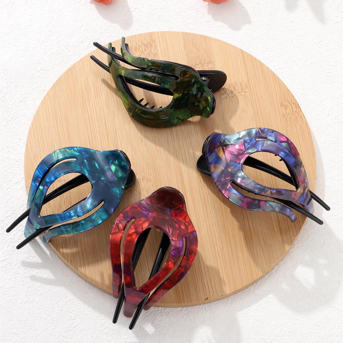 4Pcs French Concord Curved Hair Clips Fashion Elegant Hair Claws for Thin Thick Hair Strong Hold Clips for Women Girls