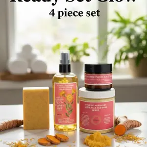 Turmeric Glow Set - 4 Piece, Turmeric, Honey, Calendula.