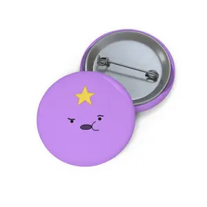 Starry Purple Cute Face Pin Button | Round Enamel Badge