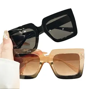 Women’s minimalist square oversized frame glasses with one black and one brown interchangeable lenses—stylish and lightweight for everyday commuting and party occasions