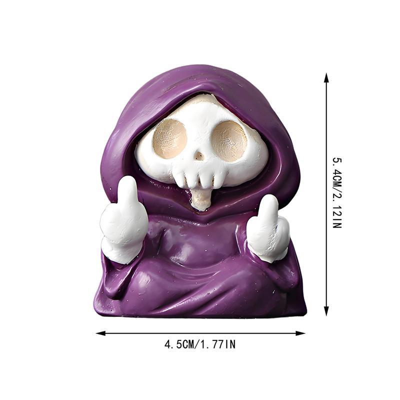 MUNBYN Grim Reaper Halloween Gift Figurine - Funny Middle Finger Design for Pranks & Decor - Durable Stone Ornament for Quirky Halloween Accessories