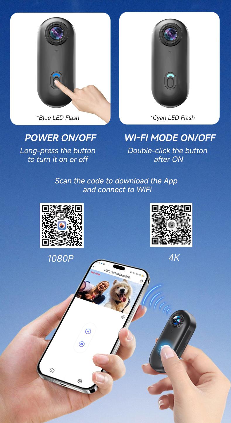 NUISK Mini Body Camera with 110° Wide Angle IPX7 Waterproof Wi-Fi App Control for Work Travel Fishing Pet Walking Photography Camera Gear Anti-Shake - Stick TikTokShopJumpstartSale NUISK Mini Body Camera with 110° Wide Angle IPX7 Waterproof Wi-Fi App Control for Work Travel Fishing Pet Walking Photography Camera Gear Anti-Shake - Stick TikTokShopJumpstartSale