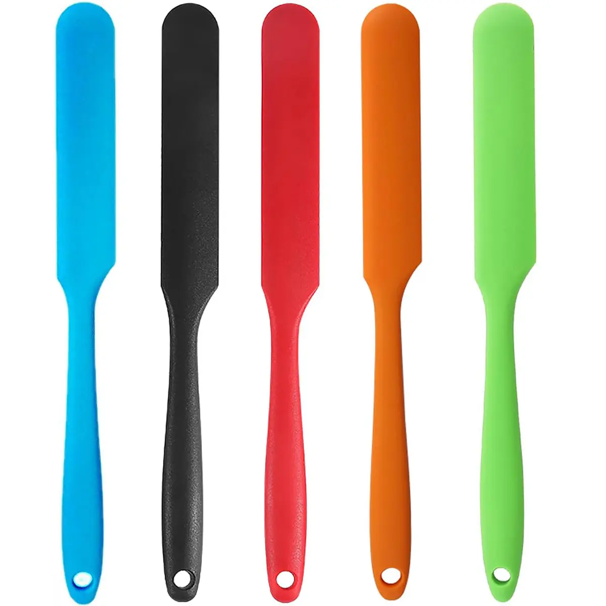 5-Piece Silicone Spatula Bakeware Set - Flexible Long-Handle Kitchen Tools for Home Bakers, Durable Cake Baking, Pastry Decorating Accessories