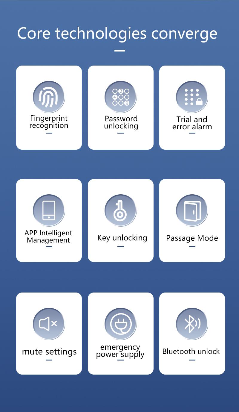 Smart Fingerprint Door Lock Keyless Entry Handle Biometric tech & App Control knob for Room Garage Office Apartment Local Data Storage