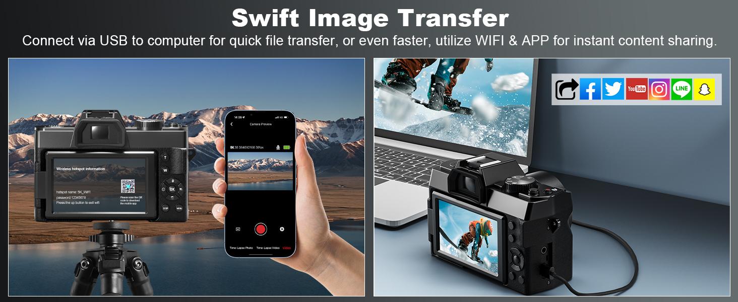 NBD S100 Digital Camera 48MP 4K 180° Flip Screen 16X Digital Zoom 2 Batteries Easy Setup Auto Focus for Beginners PC Camera Enthusiasts Black Pink digital cameras Wireless Compact