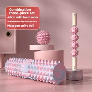 3-Piece Yoga Foam Roller Set with Muscle Roller Stick, Soft-Touch Massage Tools for Deep Tissue Relaxation, Post-Workout Recovery